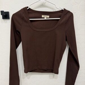 Madewell Chocolate Ribbed Long Sleeve Top